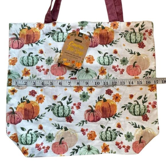 Envouge 100% Printed Canvas Fall Pumpkin Harvest Tote Bag NWT - Picture 6 of 9